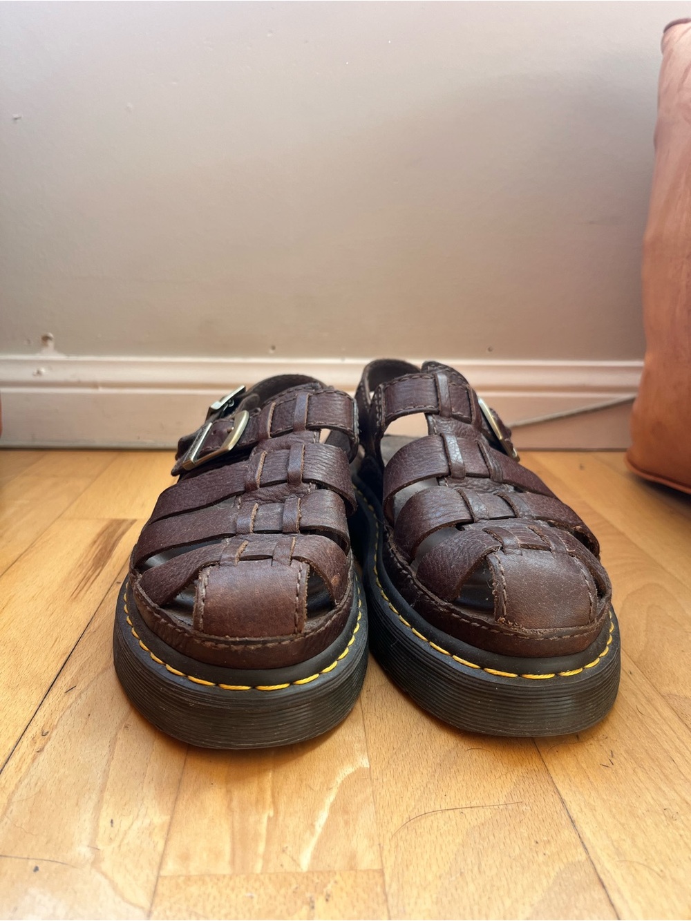 Dr. Martens Leather Fisherman Sandals with Buckle - Dark Brown US Women’s 8